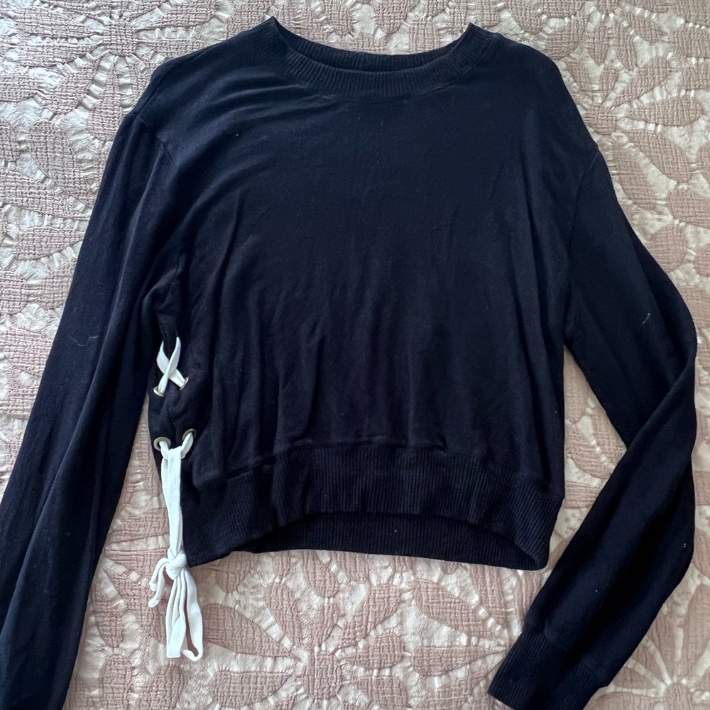 Monrow Crewneck Sweater with Tie Detail